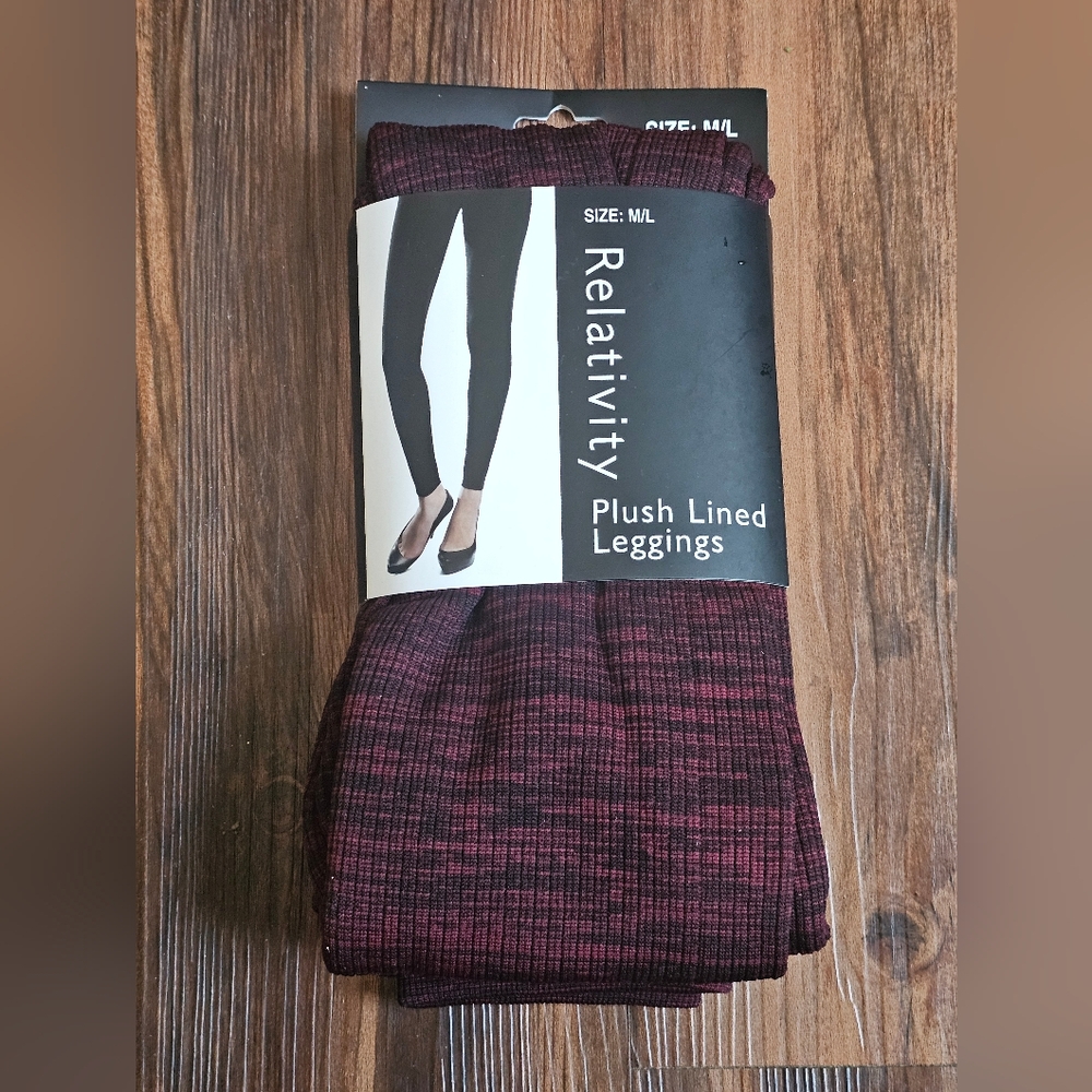 Relativity Plush Lined Leggings - Burgundy
